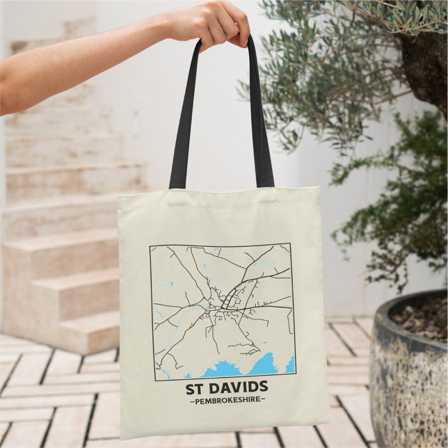 Bolso tote del mapa de la ciudad de St Davids, Pem (Subido por el creador)