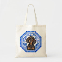 Bolso Tote Elegante de Dachshund | Chinoiserie Azu