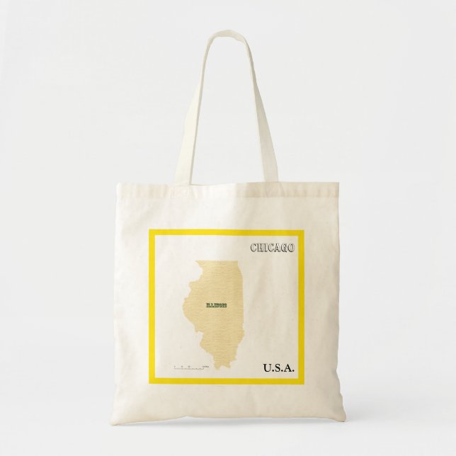 Bolso tote - Estado de Illinois con ciudad (Frente)