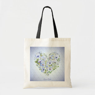 Bolso tote floral de corazón azul