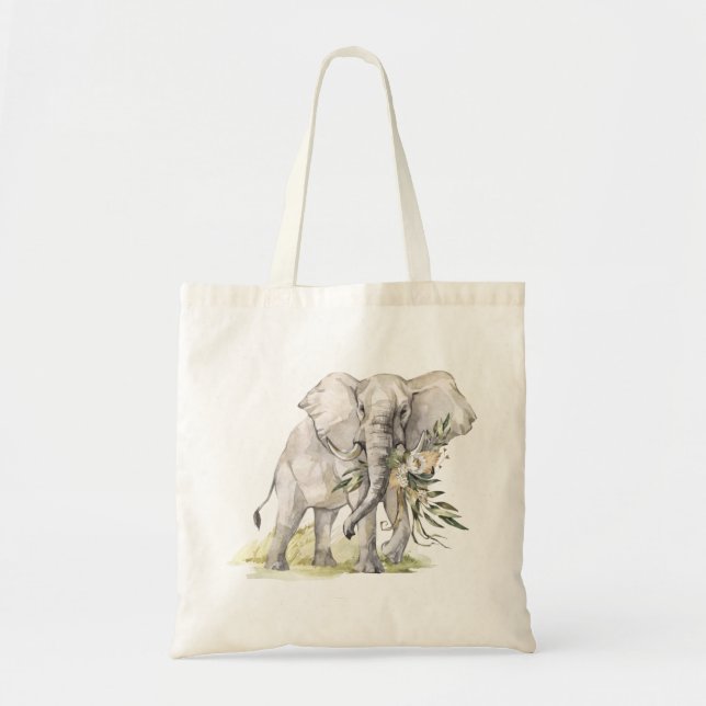 Bolso tote floral de elefante (Frente)