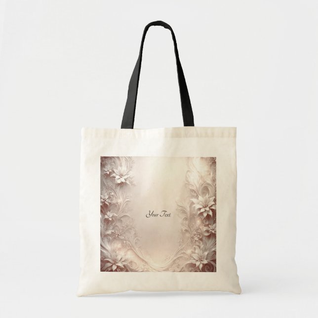 Bolso tote floral de marfil blanco (Frente)