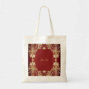 Bolso tote floral rojo dorado moderno