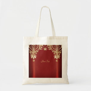 Bolso tote floral rojo dorado moderno