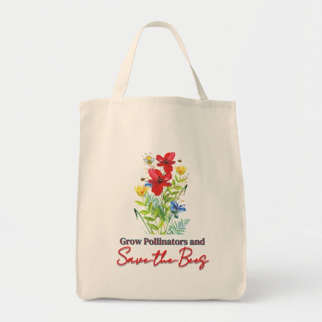 Bolso tote floral Salva las Abejas (Frente)