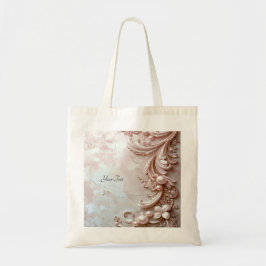 Bolso tote floral y de perlas ornamentadas rosadas
