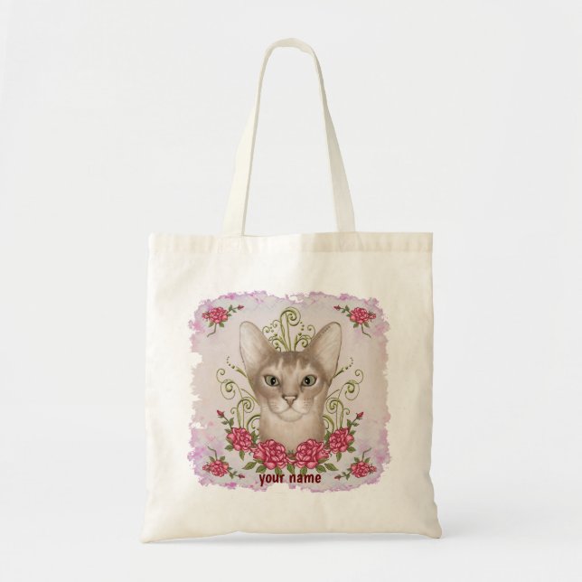 Bolso tote gato abisinio Rosas (Frente)