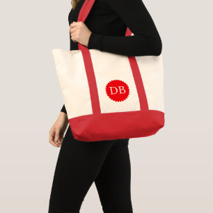 Bolso tote grande con iniciales personalizadas