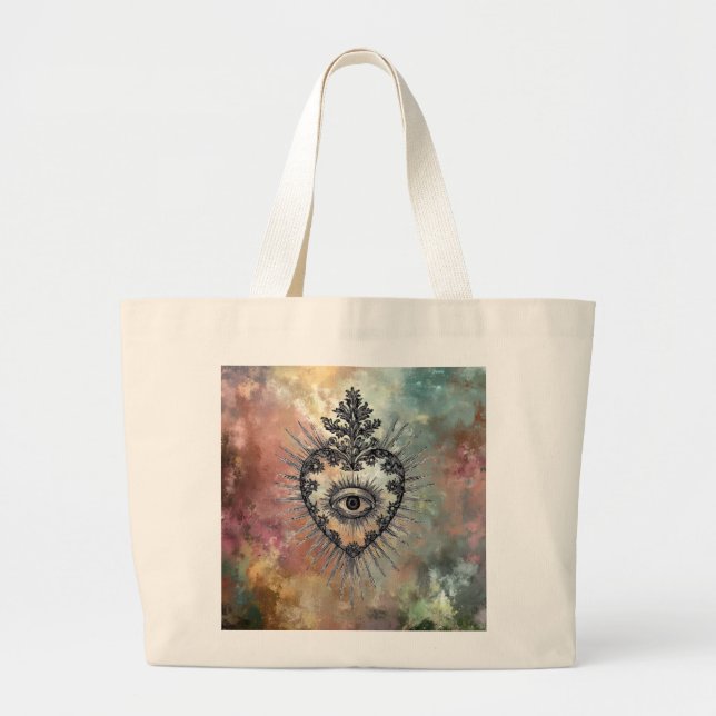Bolso tote jumbo corazón en llamas (Frente)