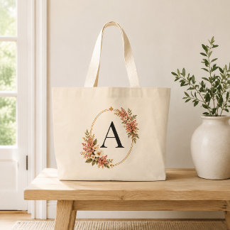 Bolso tote jumbo de monograma floral con rubor per