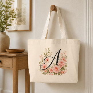 Bolso Tote Jumbo de Monograma Floral Rosa Elegante