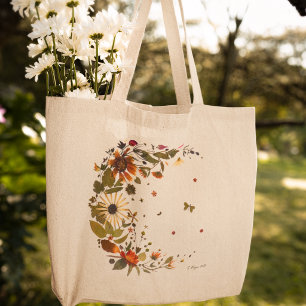 Bolso Tote Luna Botánica l Obra de Arte de Flor Pr