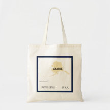 Bolso Tote - Mapa del Estado de Alaska con Ciudad