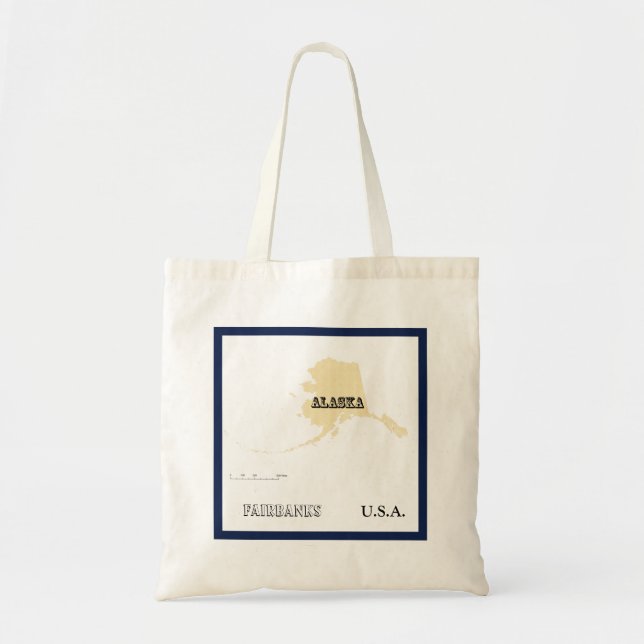Bolso Tote - Mapa del Estado de Alaska con Ciudad (Frente)