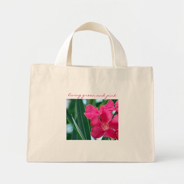 Bolso tote mini de flores rosadas (Frente)