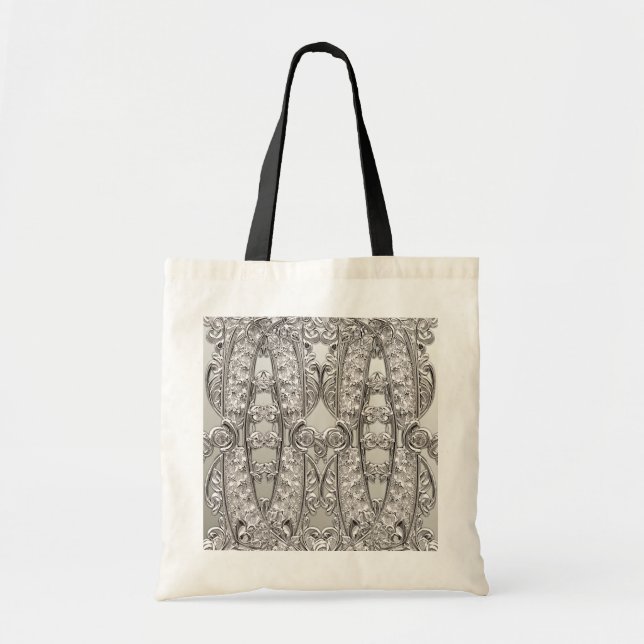Bolso tote moderno ornado de plata (Frente)