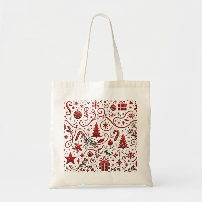 Bolso Tote Navidad Rojo Blanco (Frente)