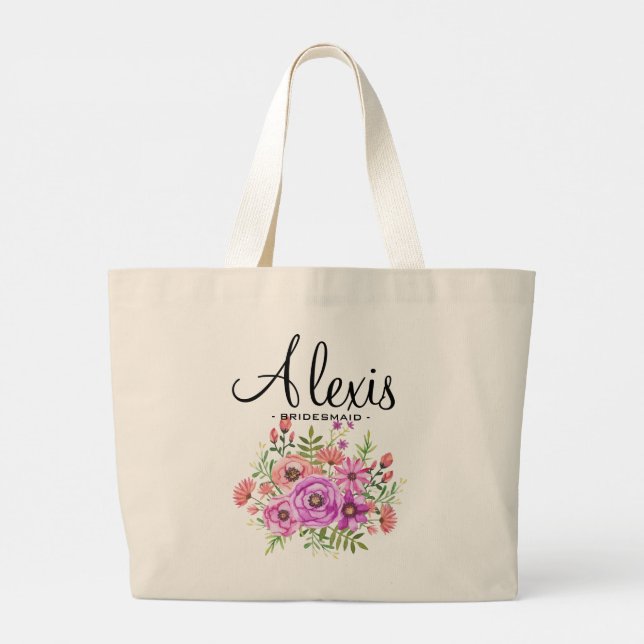Bolso Tote para Damas de Honor - Floral Rústico -  (Reverso)