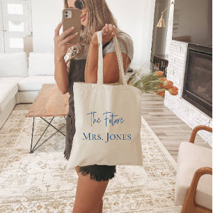 Bolso tote para novia, futura Sra. Azul personaliz