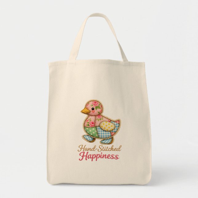 Bolso Tote Pato de Parcheo – “Felicidad Cosida a M (Frente)