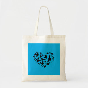 Bolso tote personalizable azul y negro para pájaro