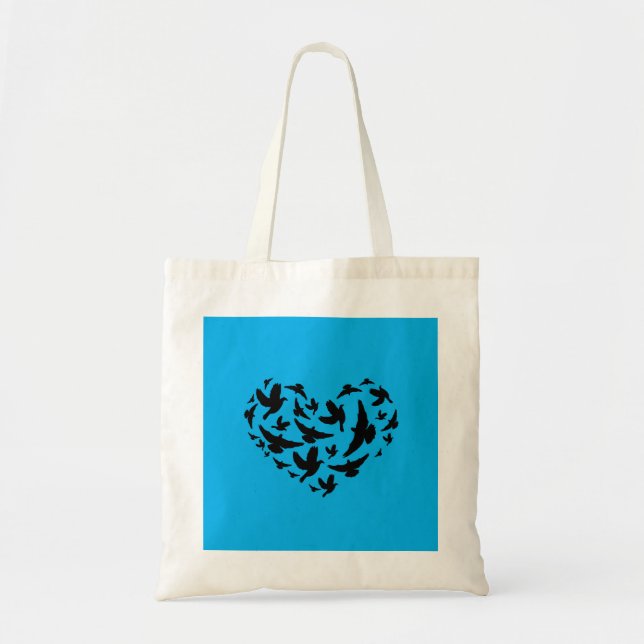 Bolso tote personalizable azul y negro para pájaro (Frente)