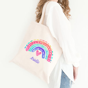 Bolso tote personalizado de acuarela arcoíris