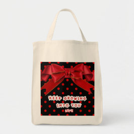 Bolso tote personalizado de lunares rojos con lazo