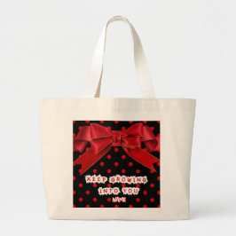 Bolso tote personalizado de lunares rojos con lazo