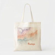 Bolso tote personalizado de mármol beige con nombr
