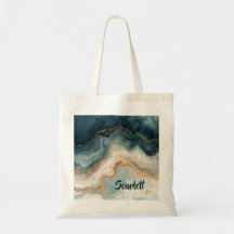 Bolso tote personalizado de mármol gris con nombre