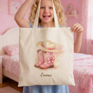 Bolso Tote Personalizado de Vaquera Rosa para Niña