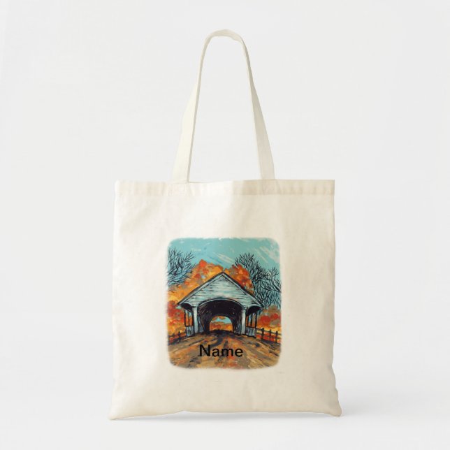 Bolso Tote Puente Cubierto de Otoño (Frente)