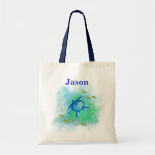 Bolso Tote Tortuga Marina Nombre Personalizado