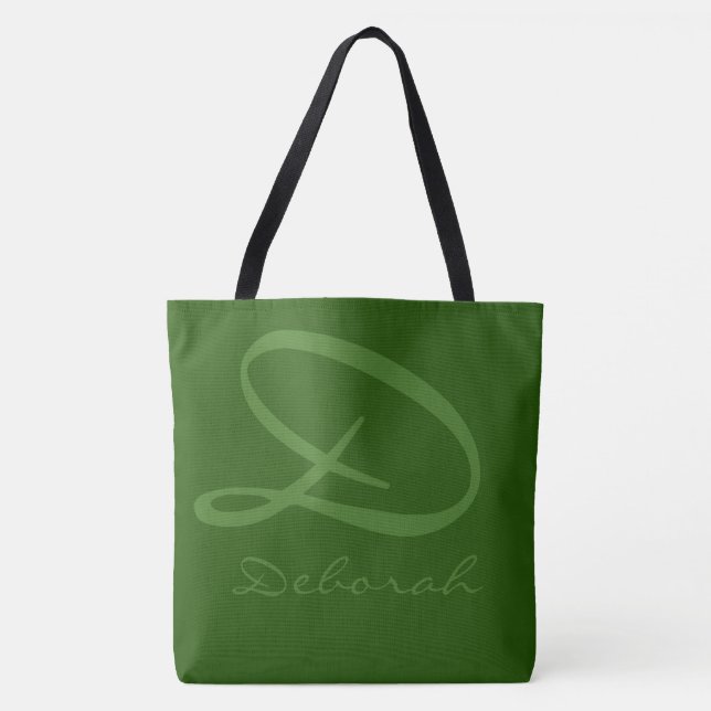 bolso tote verde de dos tonos con nombre (Anverso)