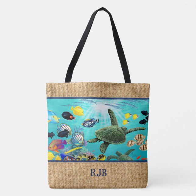 Bolso tropical hawaiano de la playa del monograma (Anverso)