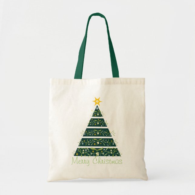 Bolso verde de las Felices Navidad del árbol de (Frente)