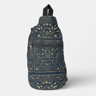 Bolso vintage azul y dorado tipo sling