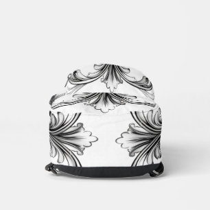 Bolso vintage de flores barrocas en blanco y negro