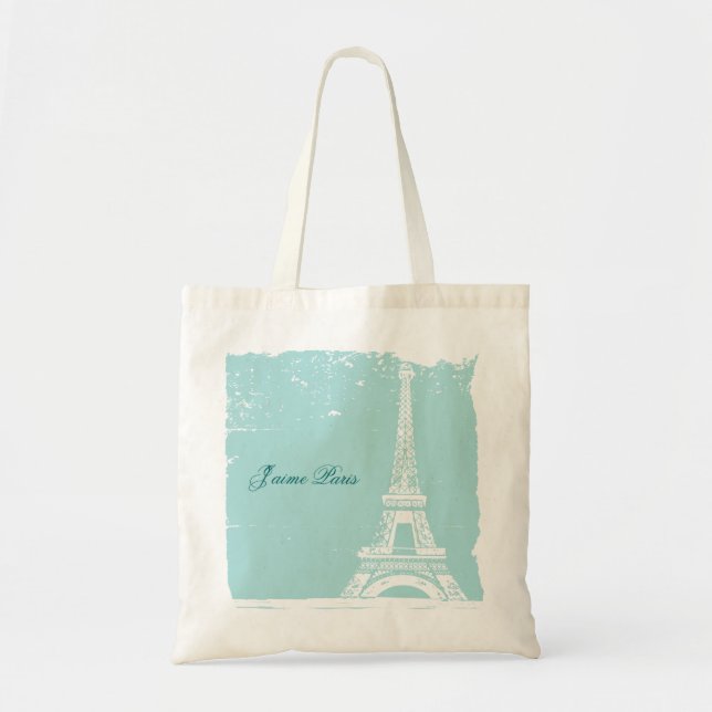 Bolsos azules de la lona de la torre Eiffel (Frente)