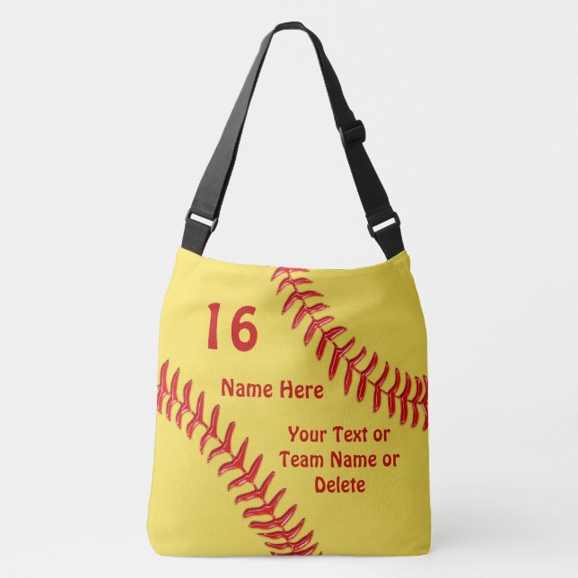 Bolsos de encargo del softball con su texto y (Anverso)
