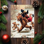 Bolsos de época robando la tarjeta de Navidades pa<br><div class="desc">Tarjeta de Navidades victorianos de época con una familia de osos que lleva a una niña pequeña "a la cena". Imagen vintage restaurada de alta calidad y personalizado.</div>