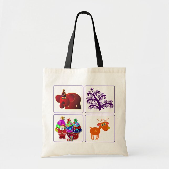 Bolsos del navidad: Santa, elefante, reno, y (Frente)