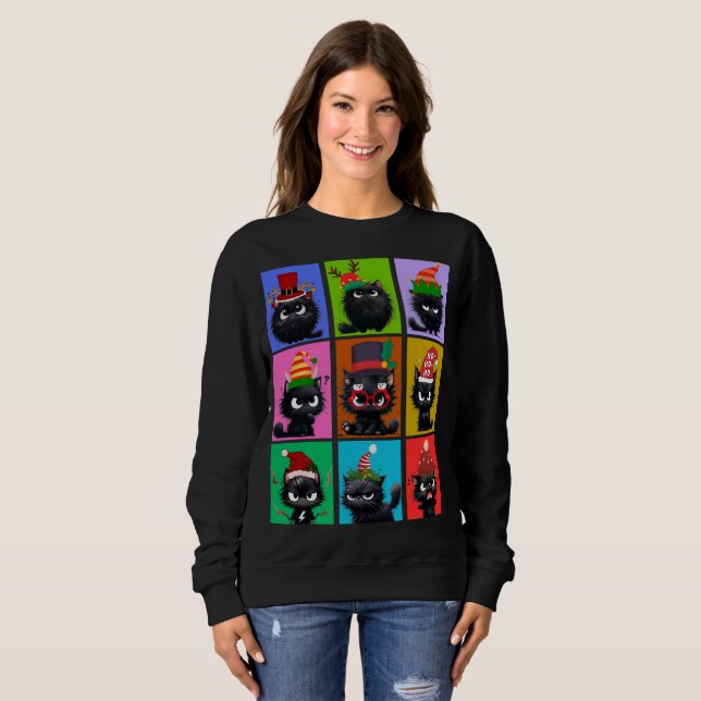 Bolt The Cat Navidades la sudadera de las mujeres (Anverso completo)