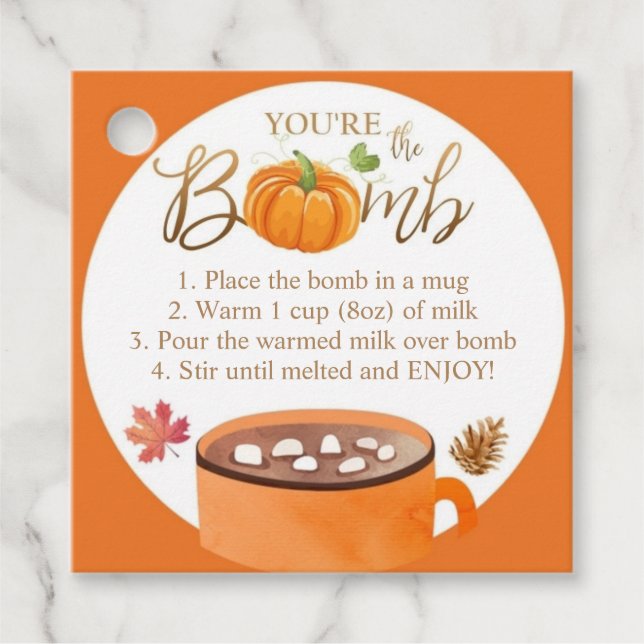 Bomba de chocolate caliente etiqueta tu día de gra (Anverso)