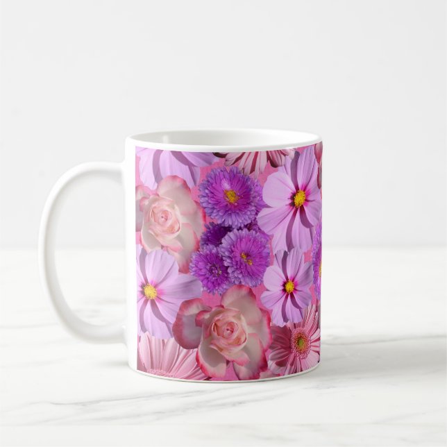 Bomba morada y tazas florales (Izquierda)