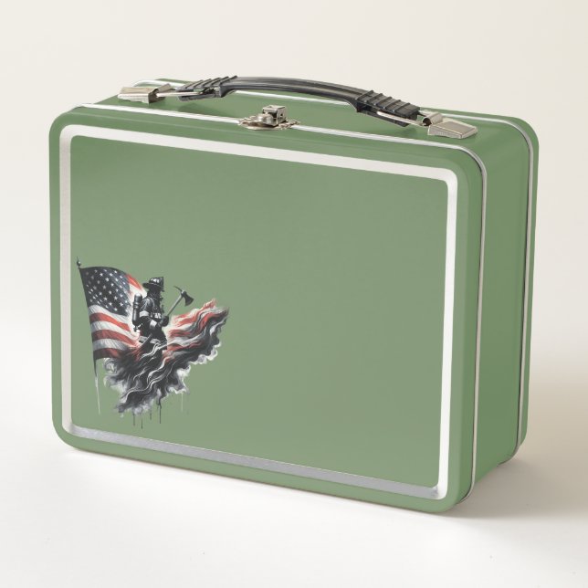 Bombero americano. Bandera de los Estados Unidos. (Anverso)