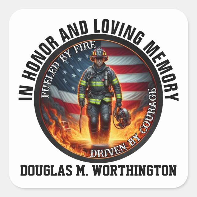 BOMBERO Calcomanía En Memoria Amorosa (Anverso)