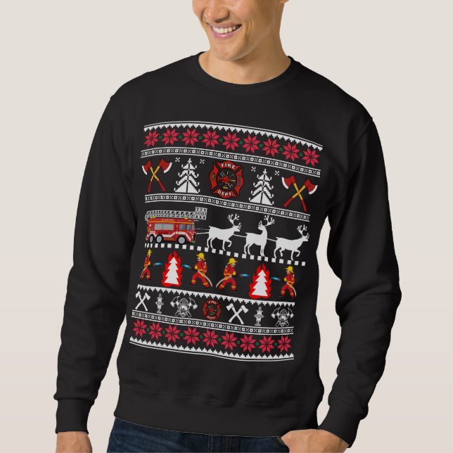 Bombero Navidades feos sudadera sudadera (Anverso)
