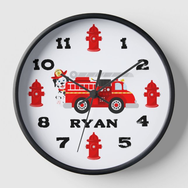 Bomberos Y Reloj De Marco De Madera Negra (Anverso)